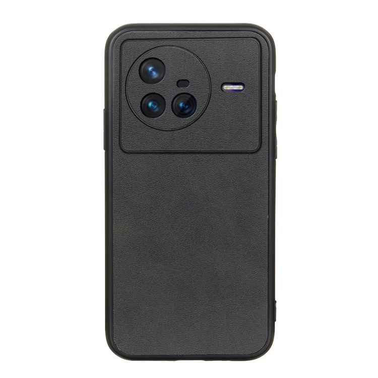 

For vivo X80 Two-color Calf Texture PU Phone Case(Black)