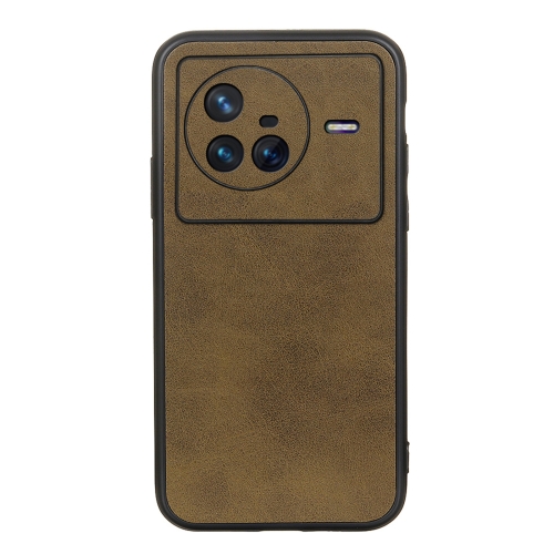

For vivo X80 Two-color Calf Texture PU Phone Case(Green)