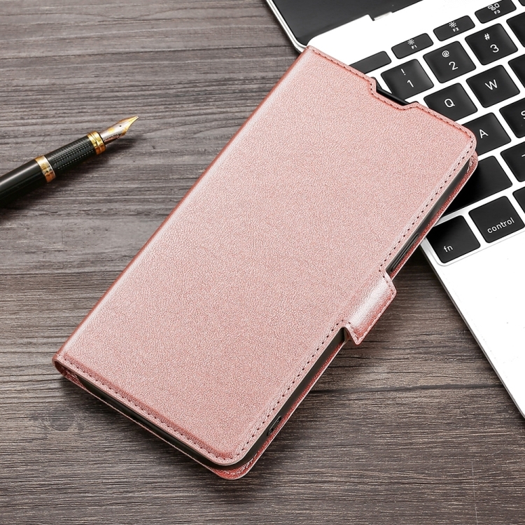 

For Samsung Galaxy A22 5G JP Ver. Ultra-thin Voltage Side Buckle Flip Leather Case(Rose Gold)