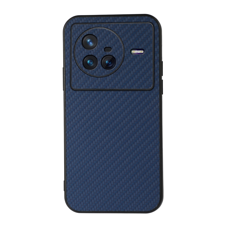 

For vivo X80 Carbon Fiber Texture PU Phone Case(Blue)