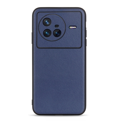 

For vivo X80 Lambskin Texture Genuine Leather Phone Case(Blue)