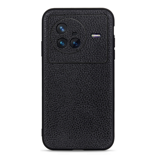 

For vivo X80 Litchi Texture Genuine Leather Phone Case(Black)
