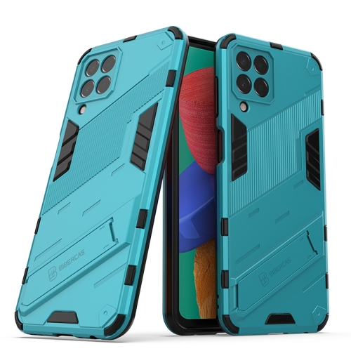 

For Samsung Galaxy M33 5G India Punk Armor 2 in 1 PC + TPU Shockproof Phone Case with Invisible Holder(Blue)