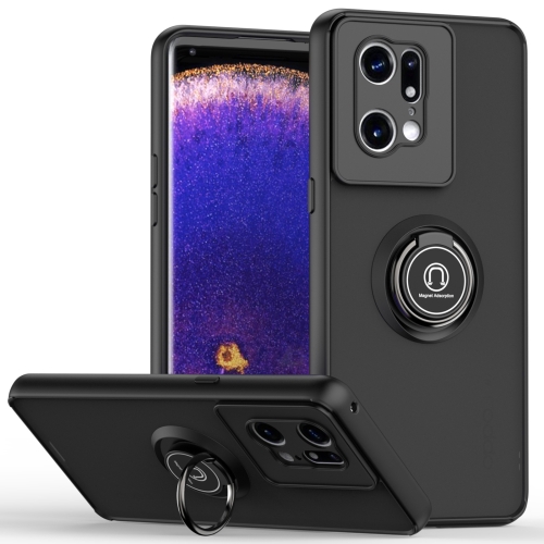 

For OPPO Find X5 Pro Q Shadow 1 Series TPU + PC Ring Holder Phone Case(Black)