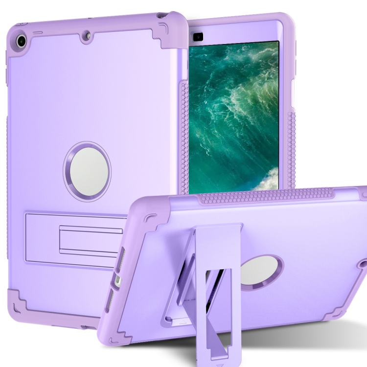 

PC+Silicone Holder Tablet Case For iPad 9.7 2018 / 2017(Purple)