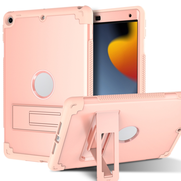 

For iPad 10.2 2020 / 2019 PC+Silicone Holder Tablet Case(Rose Gold)