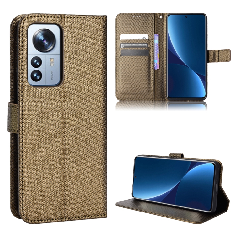 

For Xiaomi 12 Pro Diamond Texture Leather Phone Case(Brown)