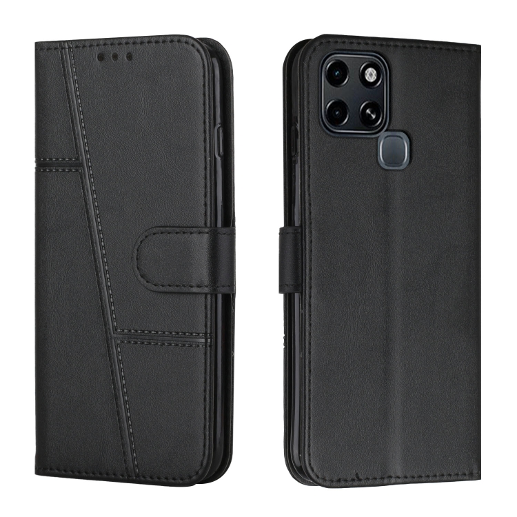 

For Infinix Smart 6 Stitching Calf Texture Buckle Leather Phone Case(Black)