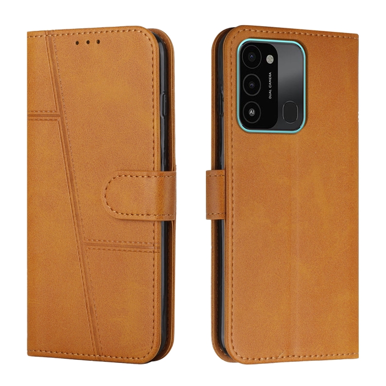 

For Tecno Spark Go 2022 / Spark 8C Stitching Calf Texture Buckle Leather Phone Case(Yellow)
