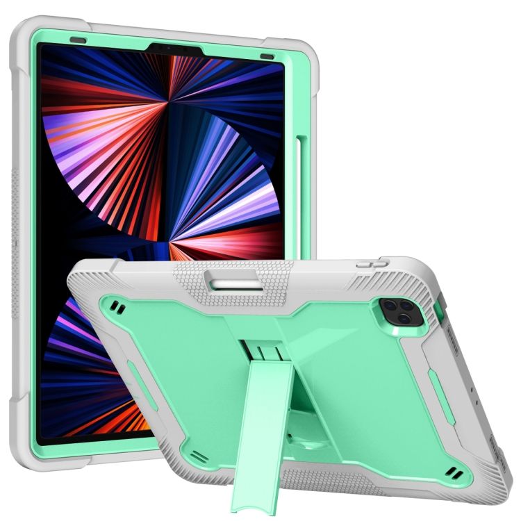 

For iPad Pro 12.9 2022 / 2021 / 2020 / 2018 Silicone + PC Shockproof Tablet Case(Mint Green+Grey)