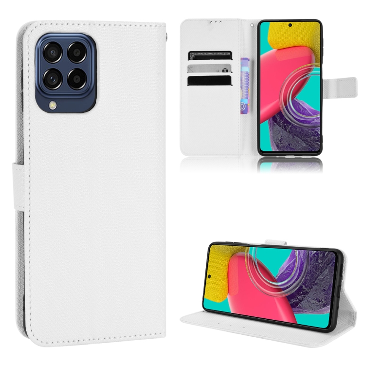

For Samsung Galaxy M53 5G Diamond Texture Leather Phone Case(White)