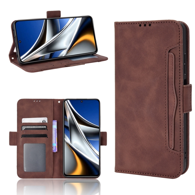 

For Xiaomi Poco X4 Pro 5G Skin Feel Calf Pattern Leather Phone Case(Brown)
