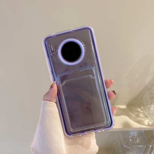 

For Huawei Mate 30 Transparent Card Slot TPU Phone Case(Purple)