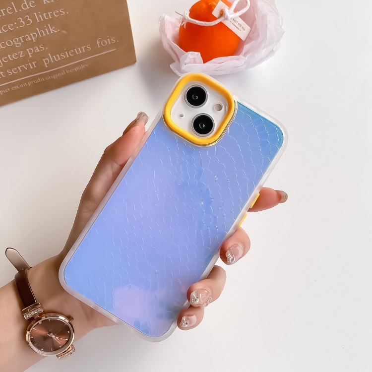 

For iPhone 13 Pro Laser Crocodile Pattern Phone Case (Yellow)