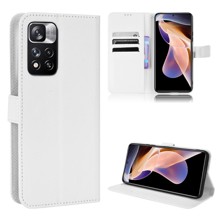 

For Xiaomi Redmi Note 11 Pro China Diamond Texture Leather Phone Case(White)
