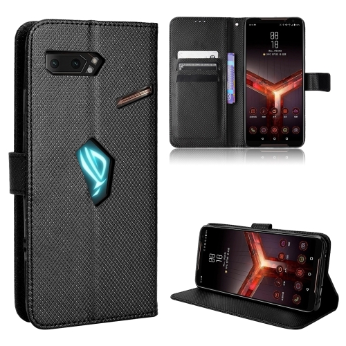 

For Asus ROG Phone II ZS660KL Diamond Texture Leather Phone Case(Black)