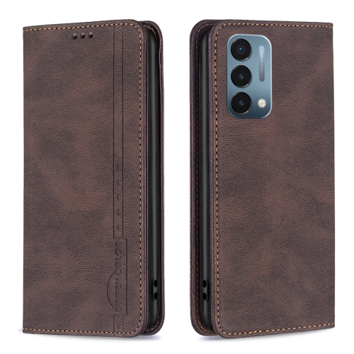 

For OnePlus Nord N200 5G Magnetic RFID Blocking Anti-Theft Leather Phone Case(Brown)