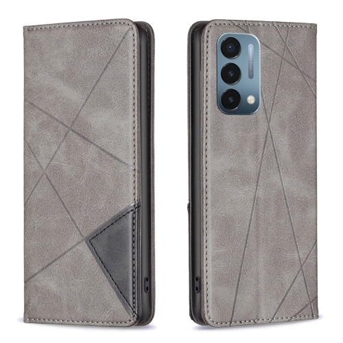 

For OnePlus Nord N200 5G Prismatic Invisible Magnetic Leather Phone Case(Grey)