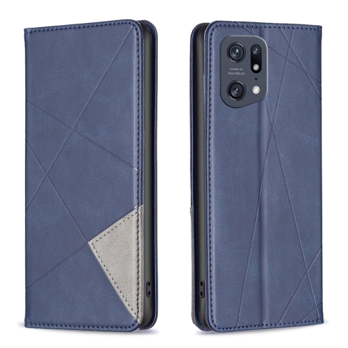 

For OPPO Find X5 Pro Prismatic Invisible Magnetic Leather Phone Case(Blue)