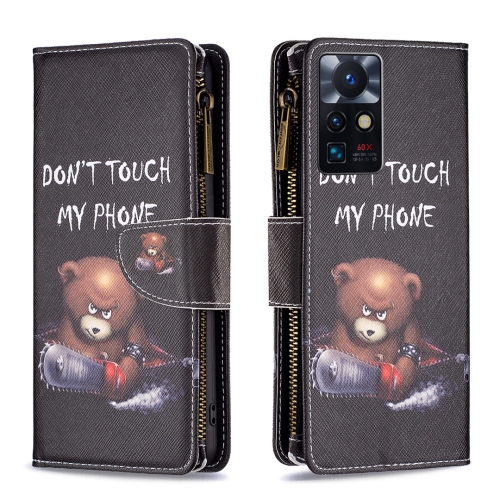 

For Infinix Zero X Neo Colored Drawing Pattern Zipper Horizontal Flip Phone Leather Case(Bear)