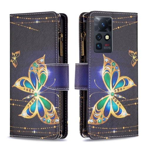 

For Infinix Zero X / X Pro Colored Drawing Pattern Zipper Horizontal Flip Phone Leather Case(Big Butterfly)