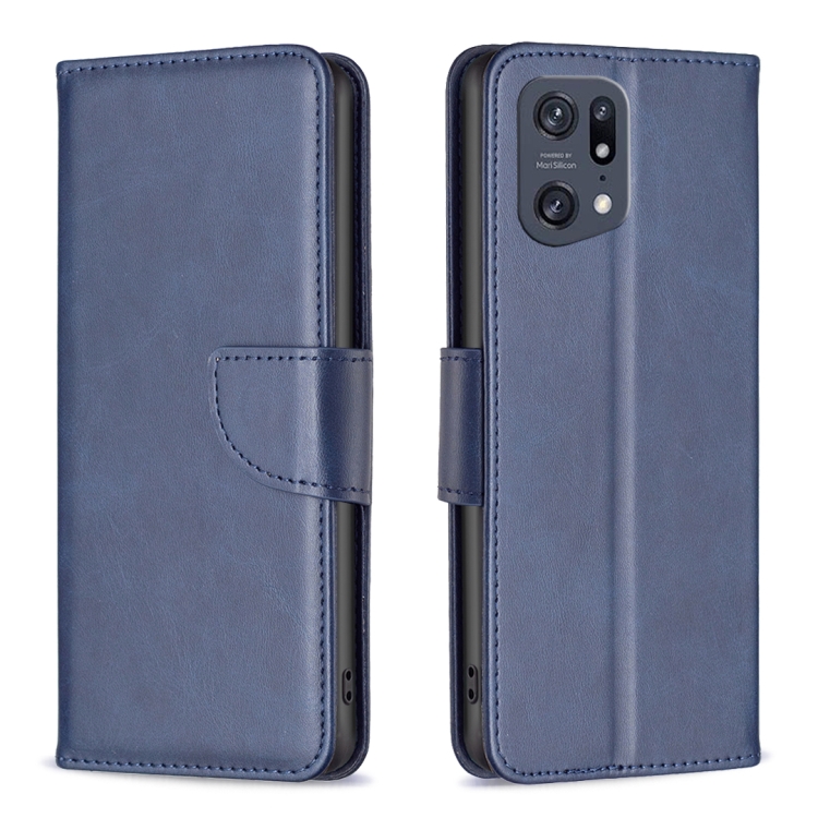 

For OPPO Find X5 Pro Lambskin Texture Leather Phone Case(Blue)