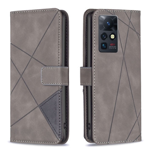 

For Infinix Zero X / X Pro BF05 Magnetic Buckle Rhombus Texture Leather Phone Case(Grey)