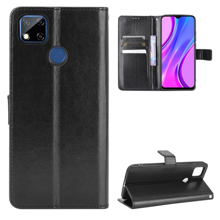 

For Xiaomi Redmi 10A / Redmi 9C Retro Crazy Horse Texture Leather Phone Case(Black)