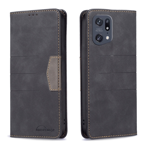 

For OPPO Find X5 Pro Magnetic Splicing Leather Phone Case(Black)