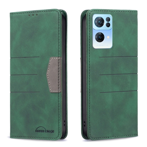 

For OPPO Reno7 5G Global Magnetic Splicing Leather Phone Case(Green)