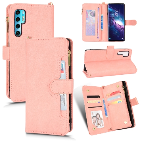 

For TCL 20 Pro 5G Litchi Texture Zipper Leather Phone Case(Pink)