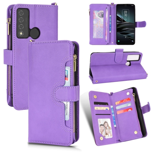 

For TCL 20 XE Litchi Texture Zipper Leather Phone Case(Purple)