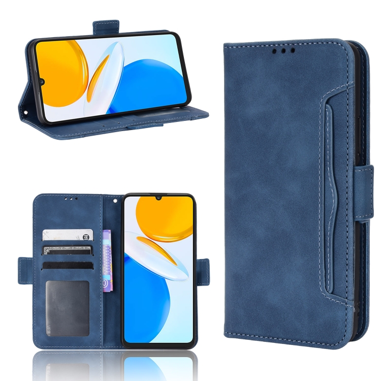

For Honor X7 Skin Feel Calf Texture Card Slots Leather Phone Case(Blue)