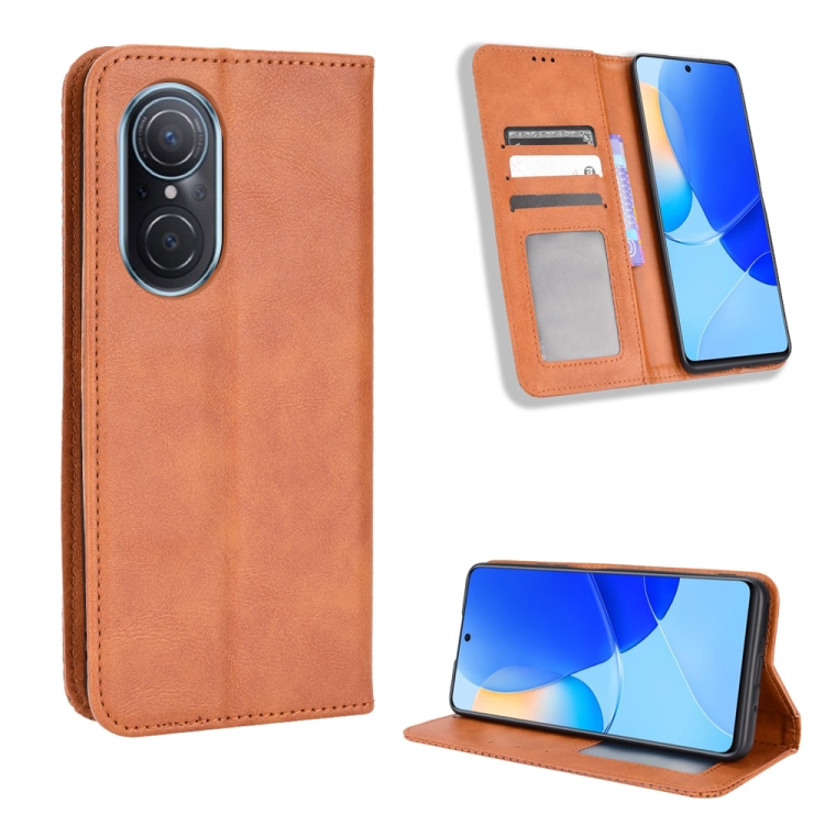 

For Honor 50 SE / Huawei nova 9 SE Magnetic Buckle Retro Texture Leather Phone Case(Brown)