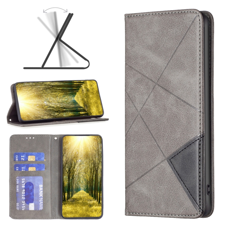 

For Honor 60 Pro Prismatic Invisible Magnetic Leather Phone Case(Grey)