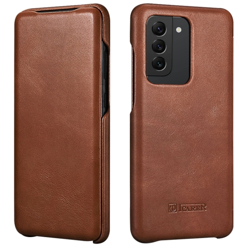 

For Samsung Galaxy S20 ICARER First Layer Cowhide Flip Phone Case(Brown)