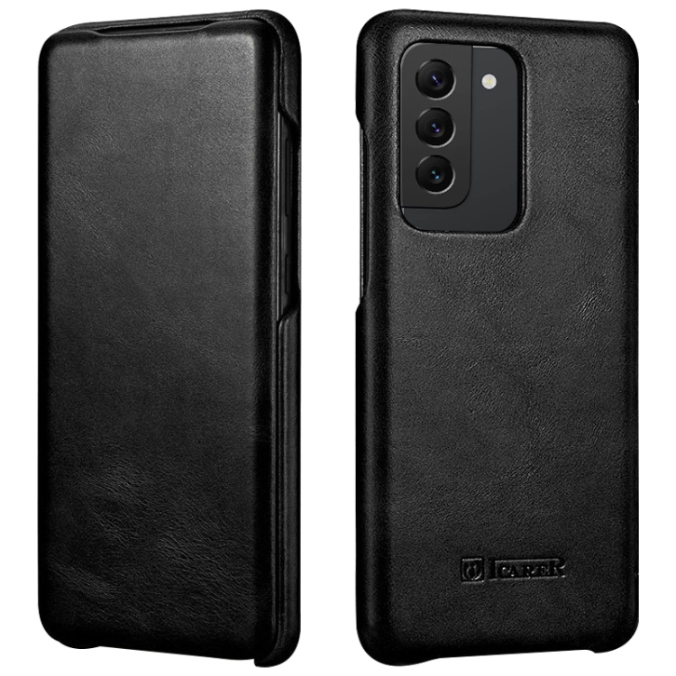 

For Samsung Galaxy S20+ ICARER First Layer Cowhide Flip Phone Case(Black)