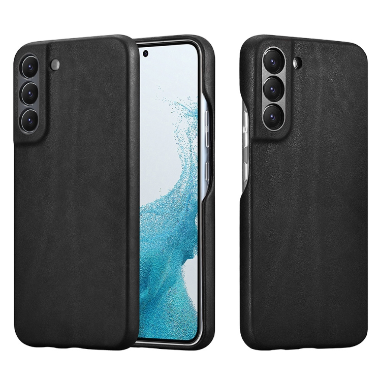 

For Samsung Galaxy S22 5G Crazy Horse Cowhide Leather Magnetic Back Phone Case(Black)