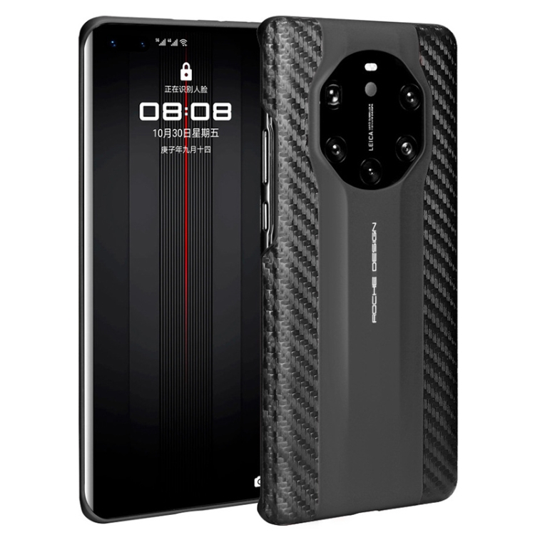 

For Huawei Mate 40 RS Carbon Fiber Cowhide Leather Phone Case(Black)