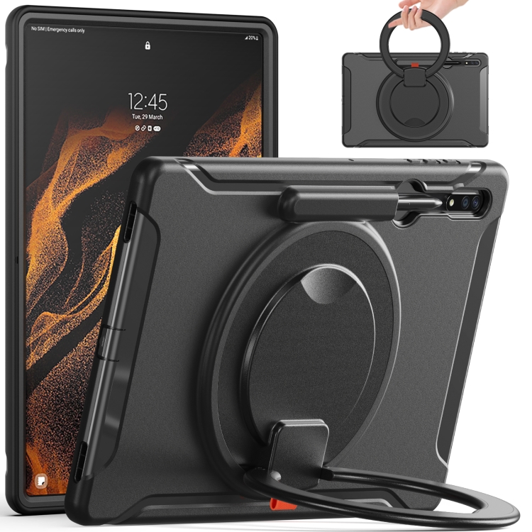 

For Samsung Galaxy Tab S8 Ultra / X900 360 Rotation Handle Grip TPU + PC Tablet Case(Black)