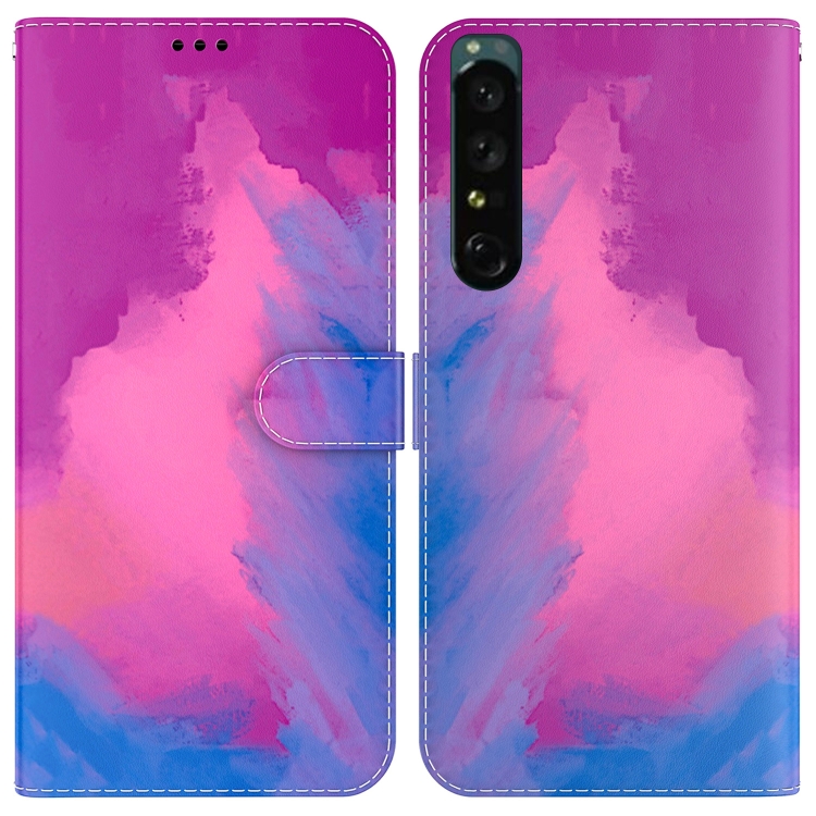 

For Sony Xperia 1 IV Watercolor Pattern Flip Leather Phone Case(Purple Red)