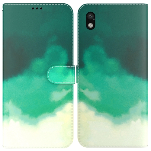 

For Sony Xperia Ace III Watercolor Pattern Flip Leather Phone Case(Cyan Green)