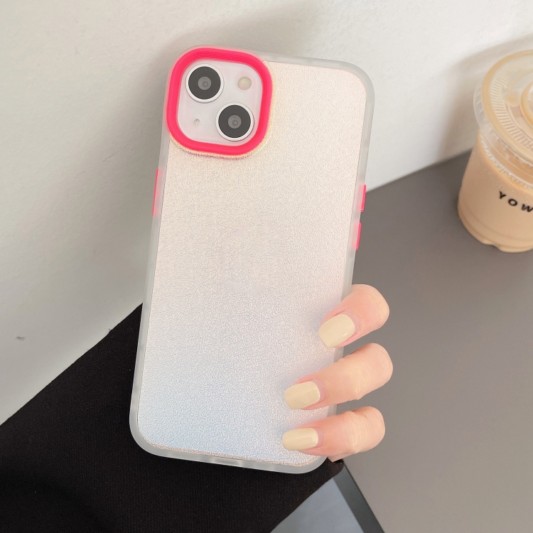 

Laser Pearlescent Glitter Phone Case For iPhone 13(Rose Red)