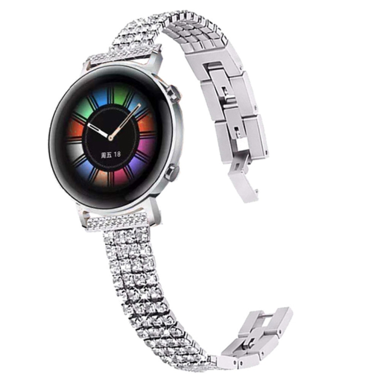 

20mm Universal Four-Row Diamond Metal Watch Band(Silver)