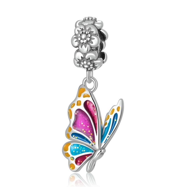 

S925 Sterling Silver Colorful Butterfly Pendant DIY Bracelet Necklace Accessories