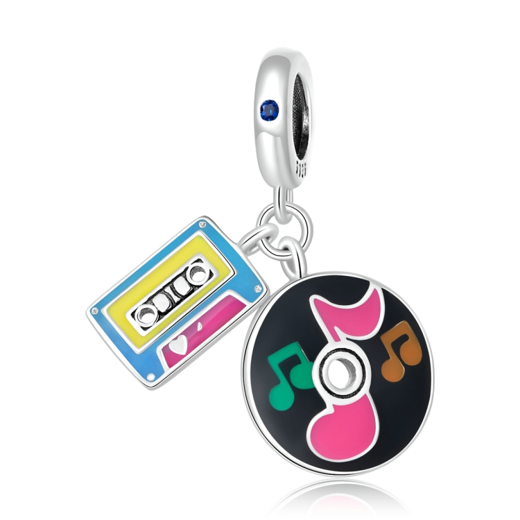 

S925 Sterling Silver Tape Record Pendant DIY Bracelet Necklace Accessories