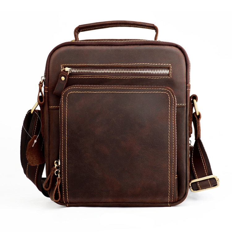 

6050 Crazy Horse Texture Genuine Leather Crossbody Bag for Men(Coffee)