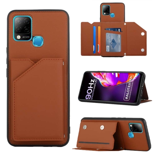 

For Infinix Hot 10S / 10T / 10S NFC Skin Feel PU + TPU + PC Phone Case(Brown)