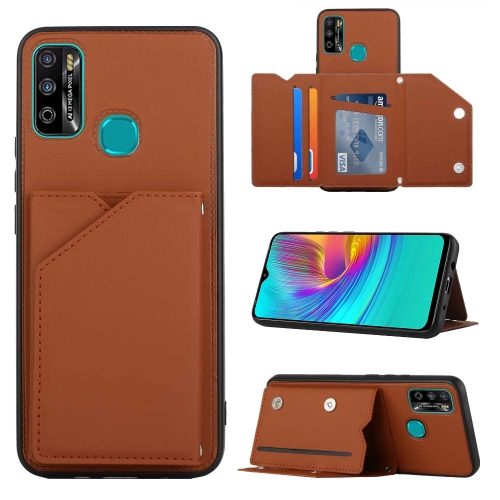 

For Infinix Hot 9 Play Skin Feel PU + TPU + PC Phone Case(Brown)