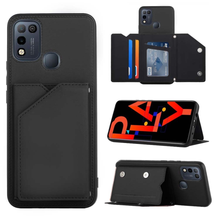 

For Infinix Hot 10 Play / 11 Play Skin Feel PU + TPU + PC Phone Case(Black)